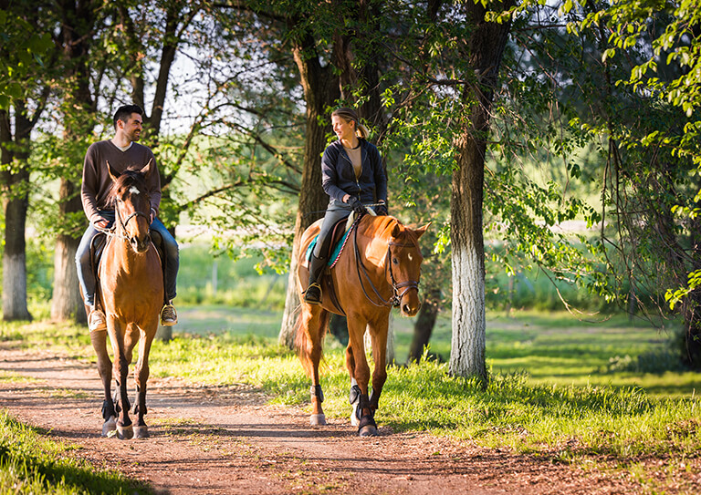 Young,Couple,In,Love,Riding,A,Horse